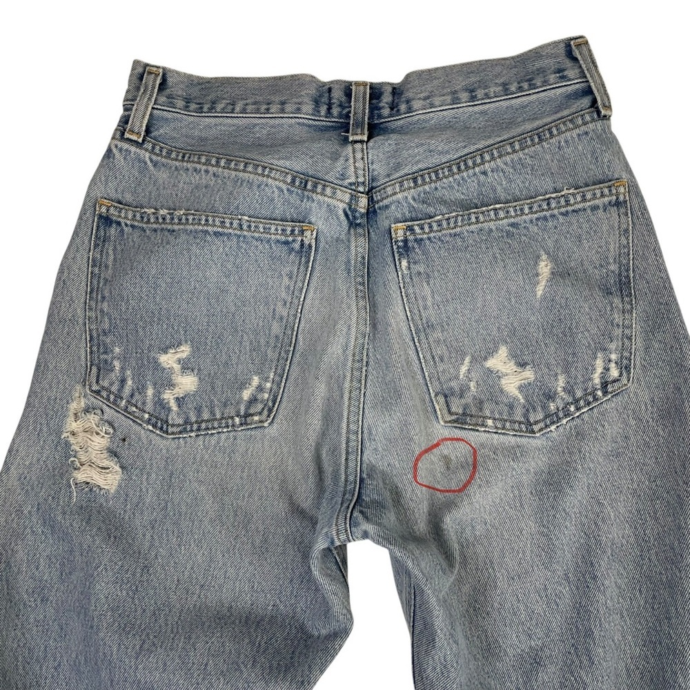 Agolde 90s Mid Rise Loose Fit Straight Distressed‎ Blown Out Knee Jeans Sz 25 - Picture 13 of 16